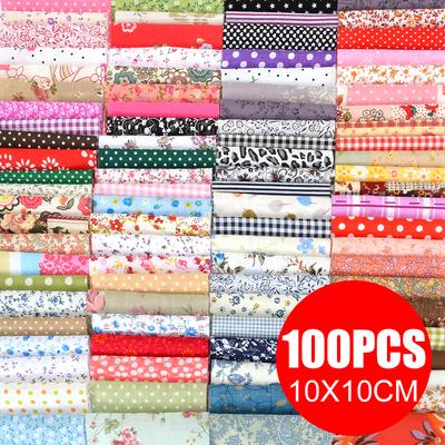 100pcs New 10*10cm DIY Craft Sewing Square Floral Cotton Fabric Patchwork Cloth