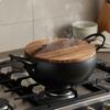 Hand Hammered Iron Pot Gas and Induction Compatible Uncoated Double Handle Stewpot Physical Non