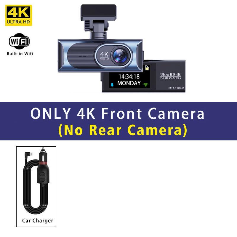 4K WIFI Dash Cam GPS 3840*2160P Car DVR Front and 2.5K Rear Dual Lens Auto Car Camera With Night Vision G-Sensor 24H Parking