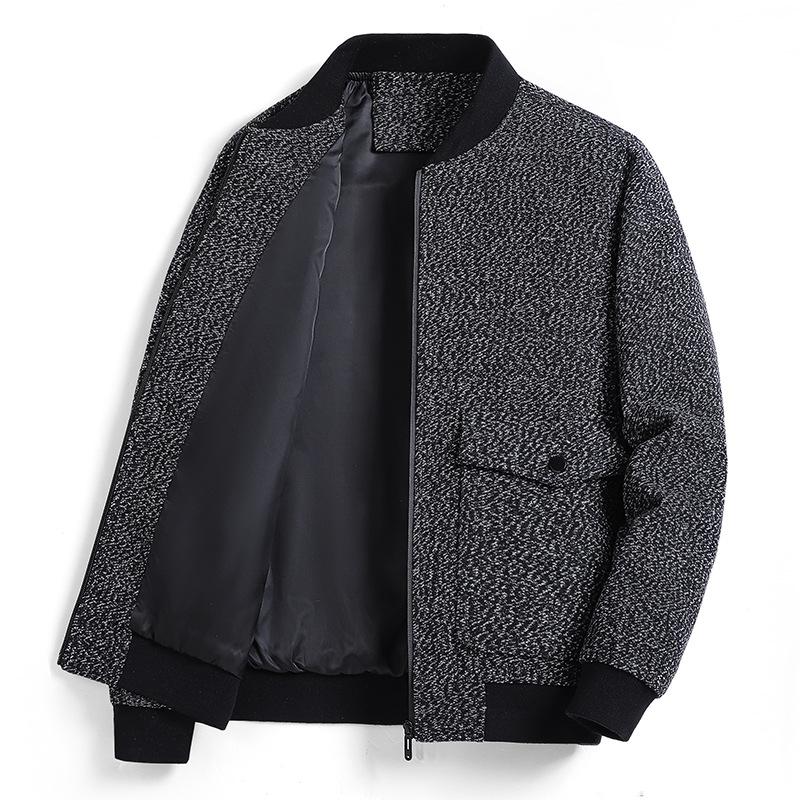 Męska kurtka jesienno-zimowa trend casualowy daddy wear polarowa slim fit kołnierz bejsbolowy wełniana kurtka odzież męska