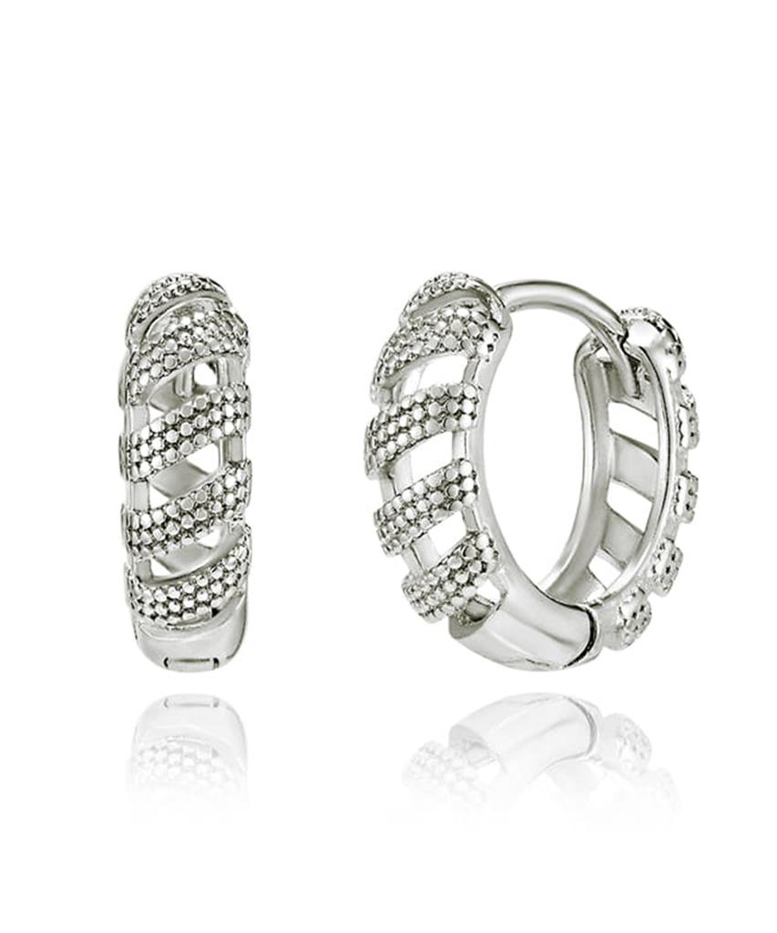 Geigerjewelry Moire One-Touch Earrings Gisvee108 (Silver 925 Pin)