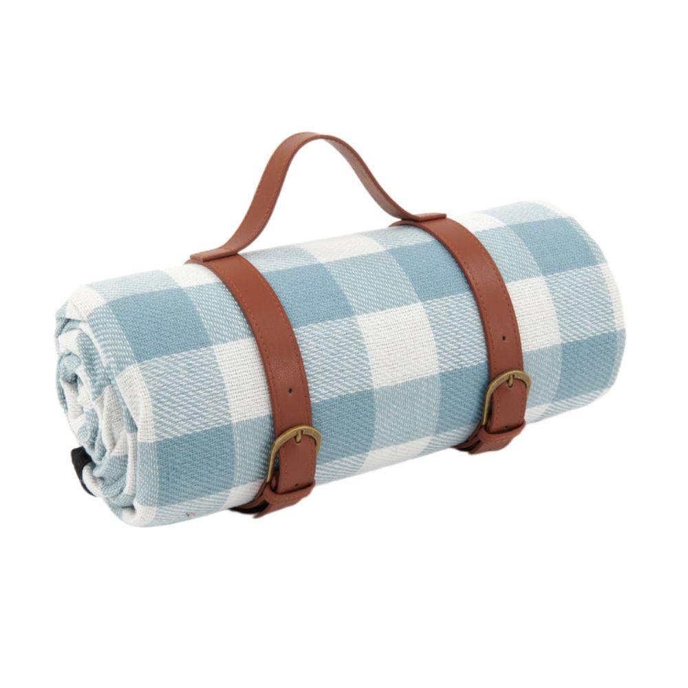 Foldable Travel Picnic Mat Thick Leather Strap Picnic Blanket Portable Moisture Proof Mat