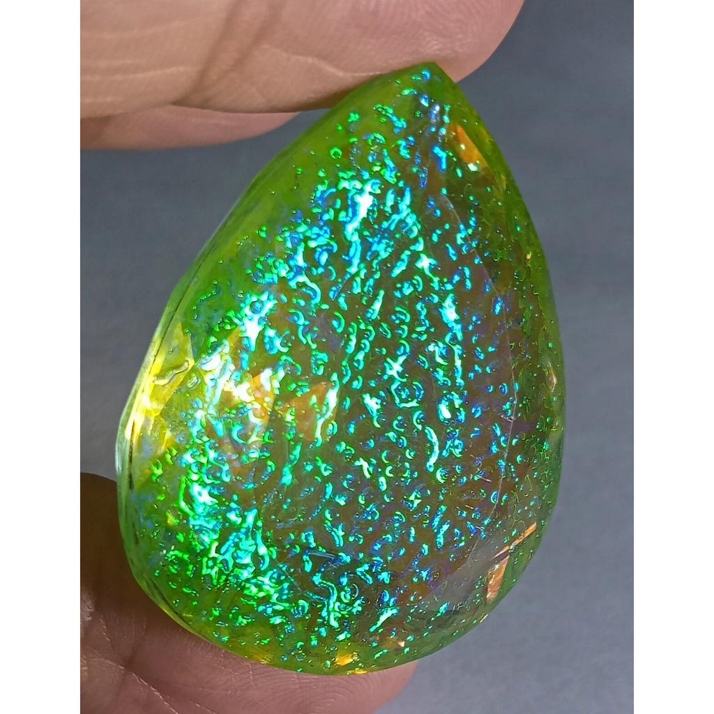 Stunning Natural Monarch Fire Opal Doublet 88.55 Ct Pear Certified Gemstone