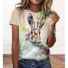 Cute Rabbit Pattern T Shirt For Women Funny Animal 3D Printed Tees Summer Loose Tops Short Sleeve Round Neck T-Shirts Streetwear
