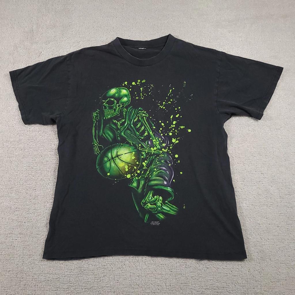 Vintage Stix-n-Stones Shirt Mens Large Black Skeleton Basketball Graphic 90s Tee