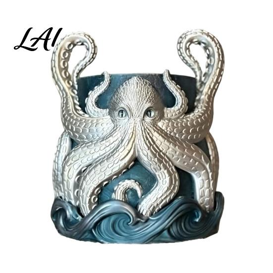 Ocean Themed Planter 3D Printed Octopus Planter with Tray Plant Holder Nautical