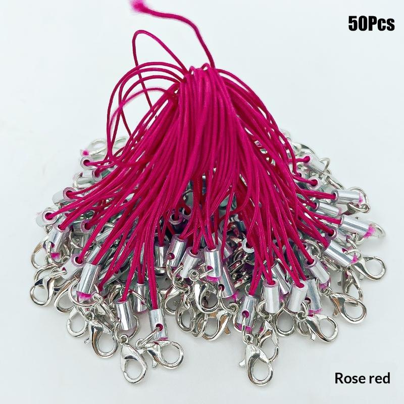 50Pcs Polyester Cord Lobster Clasp Cell Phone Lanyard Cords For Keychain Crafts Handmade Phone Rope Toys Diy Jewelry Making