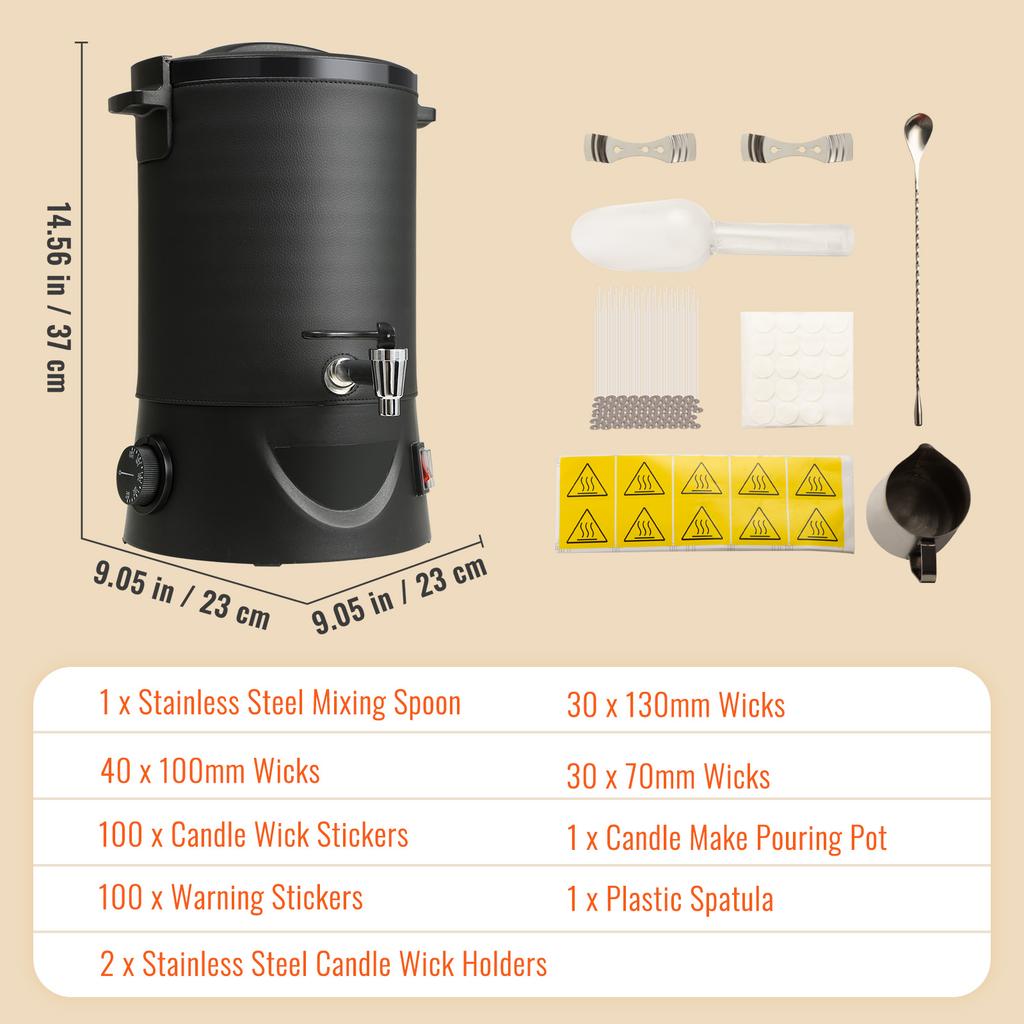 SucceBuy 6.5L 10L Wax Melter for Candle Making Large Electric Wax Melting Pot Easy Pour Spout 9-Level Temperature Control