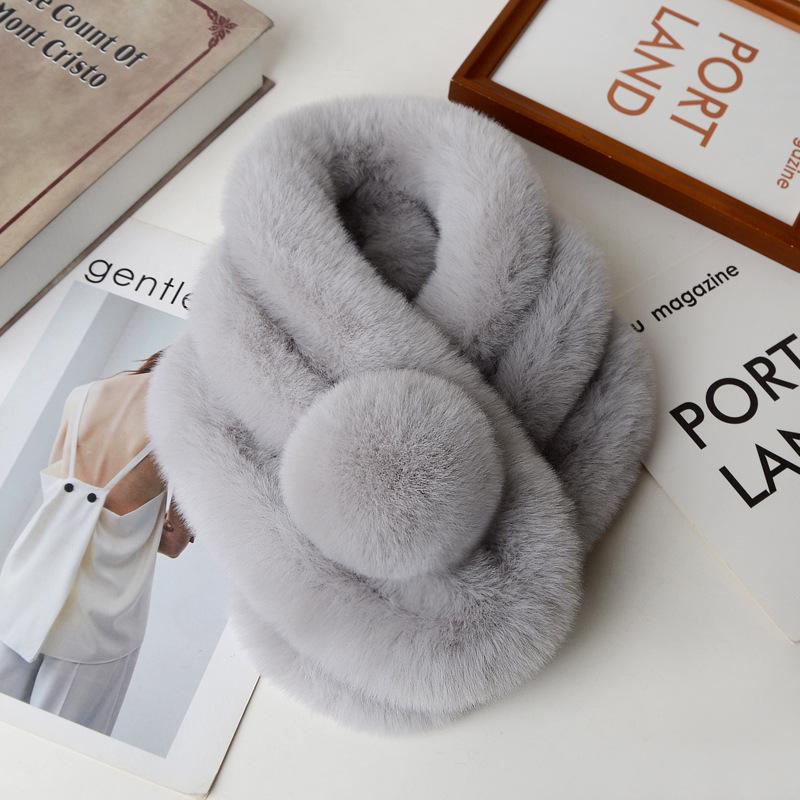 Unisex Faux Rex Rabbit Fur Snood: Cozy Korean Style Plush Neck Warmer for Winter