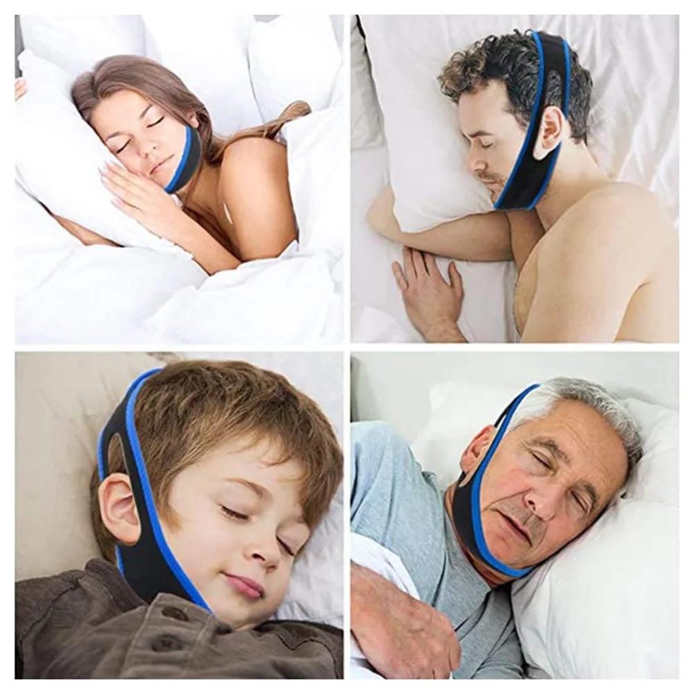 Anti Snore Stop Snoring Chin Strap Belt Anti Apnea Jaw Solution Sleep Support Apnea Belt Mouth Guard for Better Breath Tool