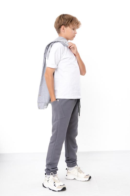 Spodnie (chłopcy) – Młodzieżowe spodnie dresowe z mieszanki bawełny z elastycznym pasem, Zima, 6282-104 HC