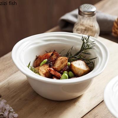 Ciotola da Zuppa in Ceramica a Tinta Unita con Motivo Ondulato Acqua Ristorante Ciotola da Dessert Ciotola per Insalata di Frutta Stoviglie Speciali per Cucina Molecolare