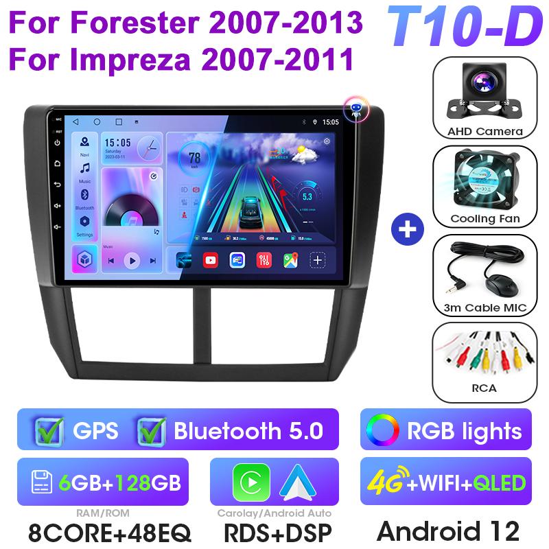 2 Din Android 12 Car Radio For Subaru Forester 3 SH 2007-2013 For Impreza GH GE Multimedia Video Player GPS Carplay Auto Stereo