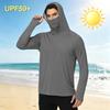 Herren Langarm Kapuzen-Outdoor-Hemd Leicht UV-Schutz Sonnenschutz Sportoberteil zum Wandern Laufen und für Freizeitkleidung