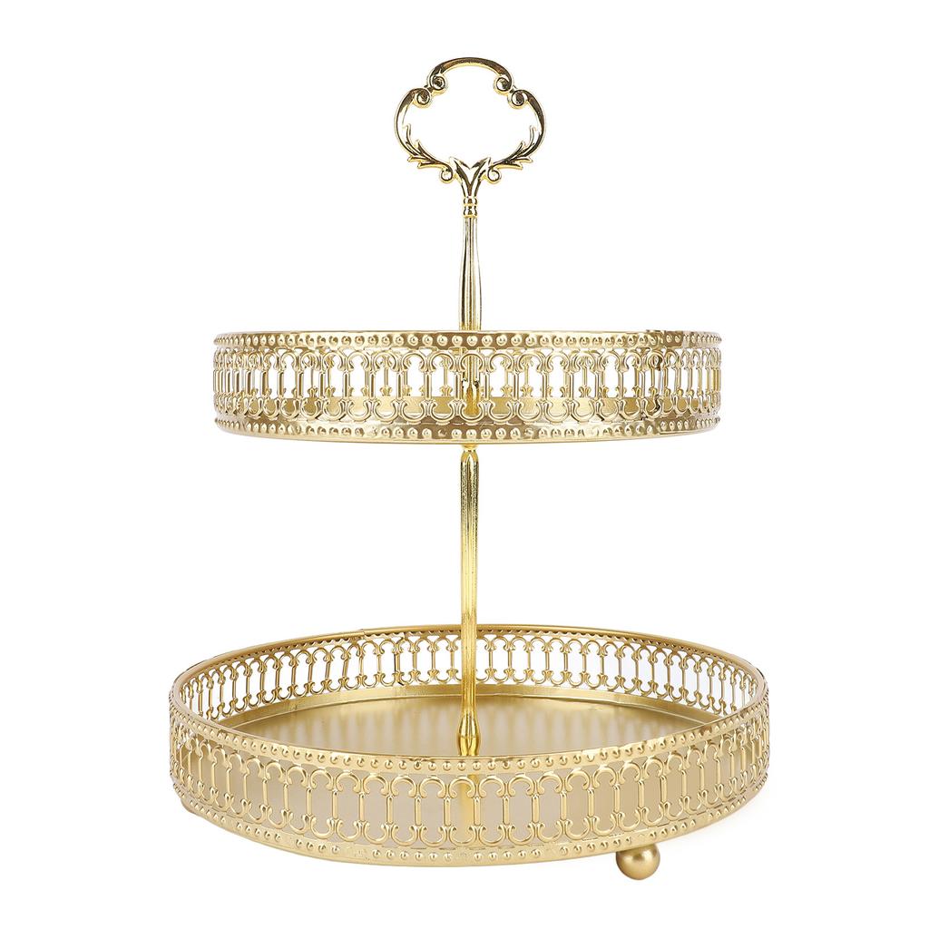 Patrový podnos Snadná montáž Kovový Velká kapacita 2patrový Servírovací stojan na ovoce Dezert Dort Svačina