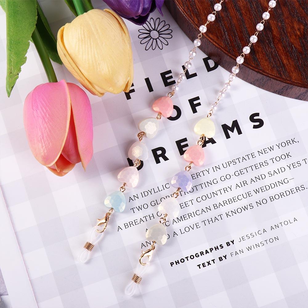 Chain Heart Shaped Love Glasses Chains Spectacle Cord Pearl Sunglasses Chains Mask Anti-lost Chains