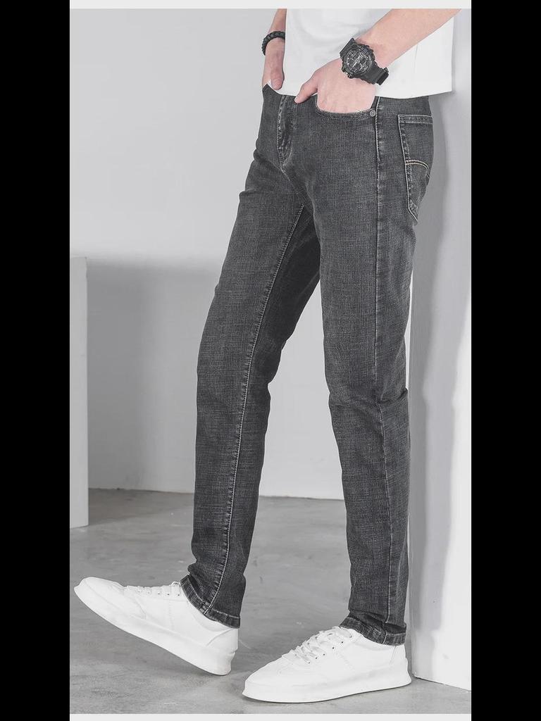 Men's Soft Elastic Slim-Fit Skinny Jeans, Korean Style, Trendy Long Pants, Suitable for Teenagers