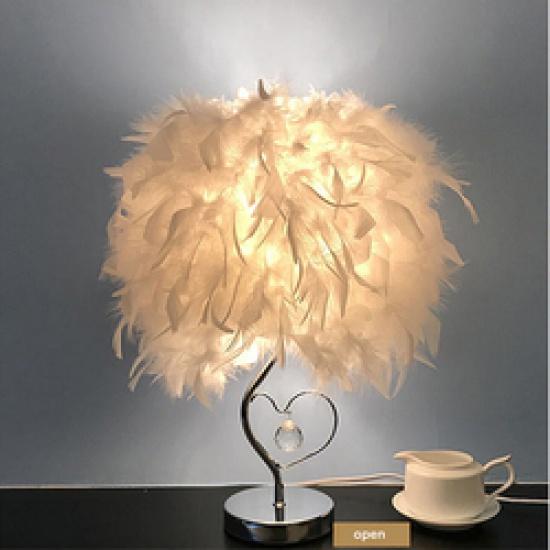 Nordic Modern Luxury Restaurant Net Red Feather Bedside Table Light Lamp With Coloured Feathers