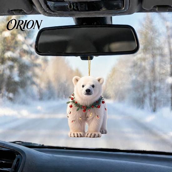 2D Acrylic Holiday Pendant Christmas Animal Ornaments, Cute Flat Hanging Decorative Festival Ornament Decoration for Xmas Tree, Winter Party,
