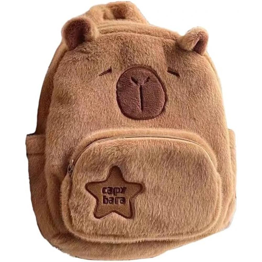 

Плюшевый рюкзак Kawaii Capybara для женщин, универсальный забавный мультяшный рюкзак через плечо Capibala, большая вместительная сумка-тоут чёрный