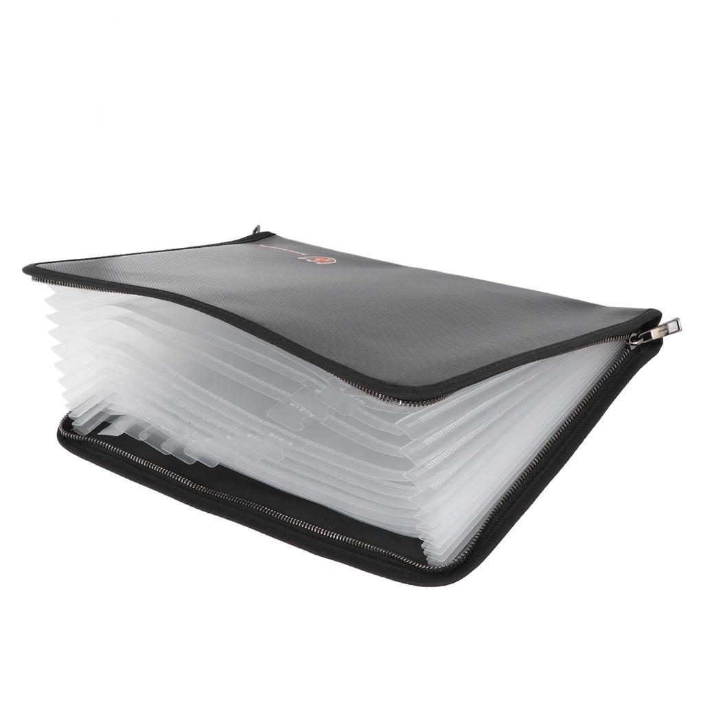 Fireproof File Folder Large Capacity 13 Layers Transparent Plastic Inner Pages Waterproof Document Holder for Office