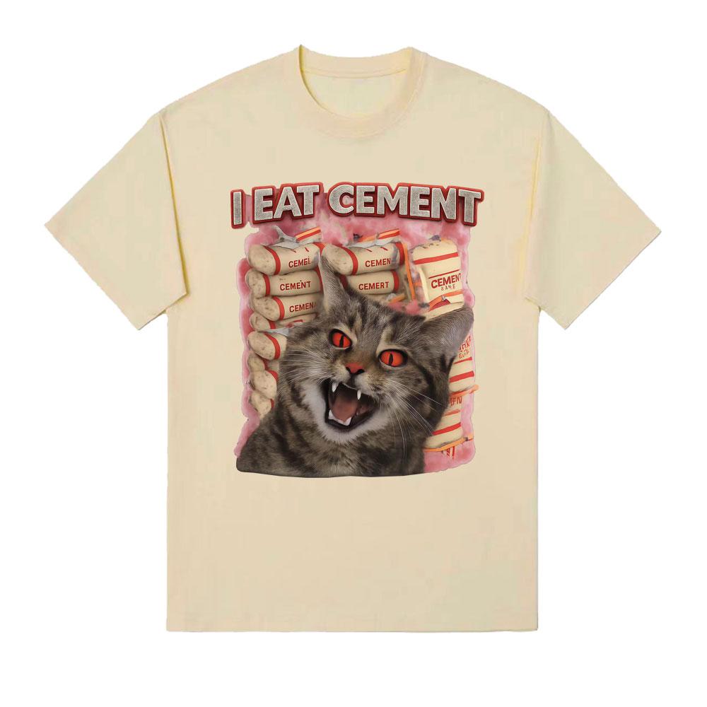 

I Eat CeUnisext Funny Cat Graphic Meme T Shirt Unisex Women Fashion Vintage Short Sleeve Tshirts Casual 100 Cotton Oversized Tshirt 4XL