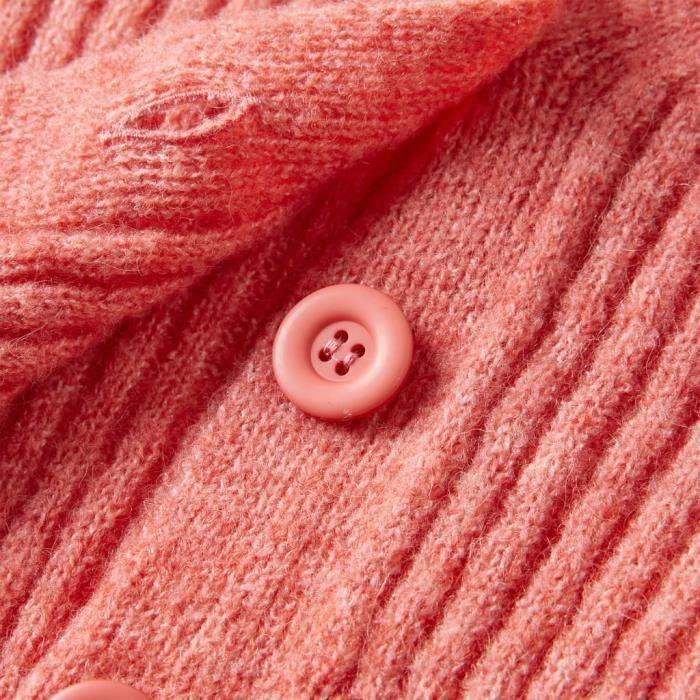 Cardigan tricoté pour enfants rose moyen 5 dimensions disponibles