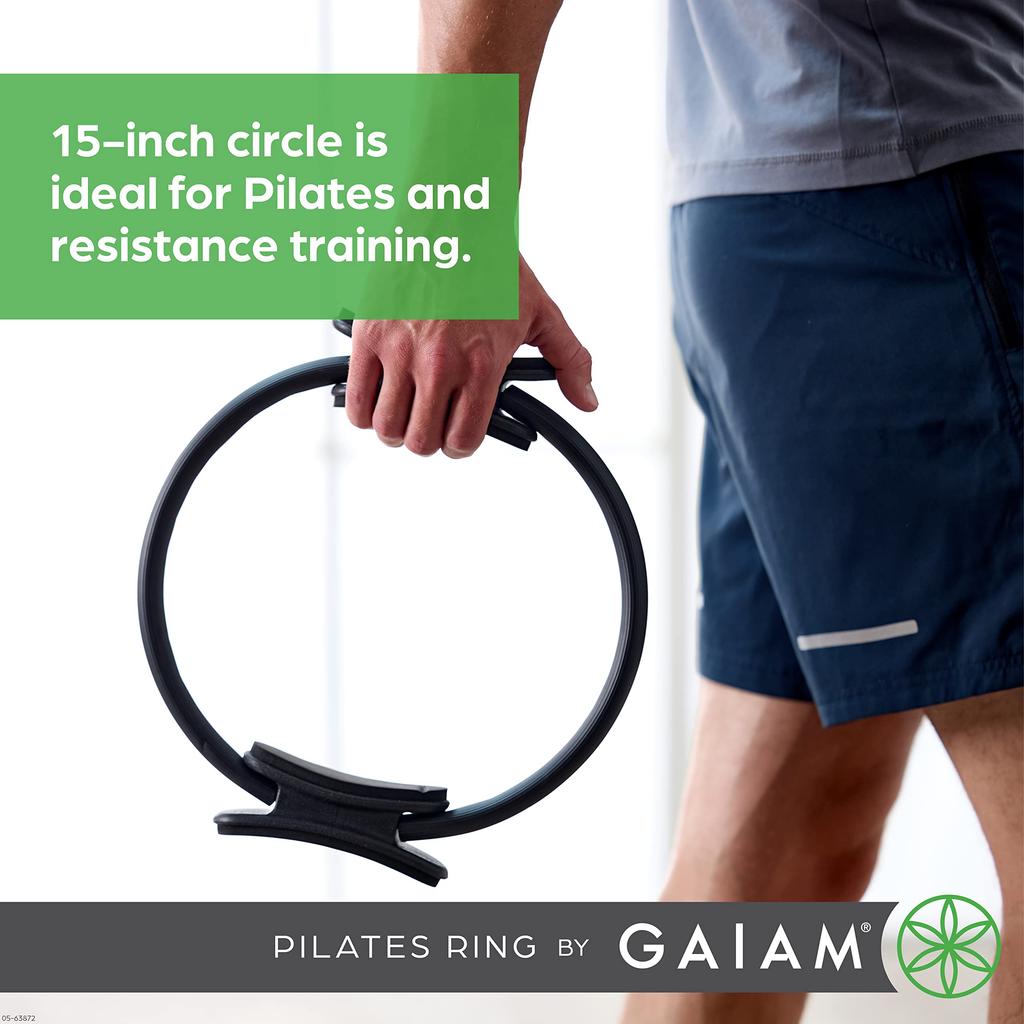 Gaiam Pilates Ring Fitness Circle Lightweight and Durable Handles Flexible Resistance Exercise Equipment for and Core 15-inch – Foam-Padded Arms,