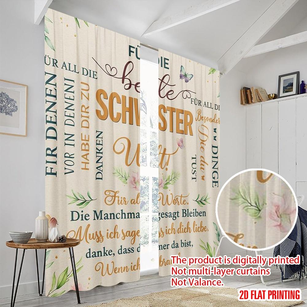 2pcs,2D plane printing Creative Curtains Best Sister Pillow Versatile Polyester (without rod) Festive Perfect for Living Room &