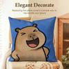 Cute Kicapara Cartoon Cushion Cover Natural Linen Organic Fabric Double-Sided Printing Sofa Home Decor Gift Pillow Case