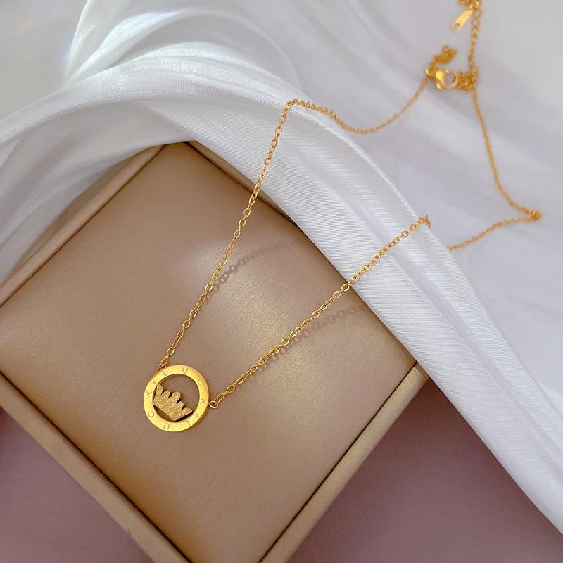 Корона из золотой фольги Изысканная печь Настоящее золото Ожерелье Женская цепочка на ключицы С украшениями