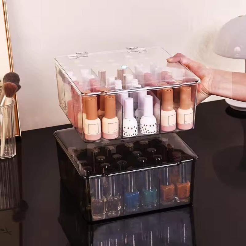 Clear Storage Organizer for Nail Polish with Flip Top, Ideal for Lipstick, Perfume, Essence, 9-Compartment Cosmetic Jewelry Box