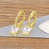 Nidin Rectangle Cubic Zirconia Dangle Hoop Earrings Light Luxury Crystal Drop Earring For Women Wedding Engagement Fine Jewelry