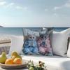 Cute Cat Printed Pillow Cover Two Cat Playing with Mobile Phone Pattern Warm Home Sofa Car Cushion Cover Decor Gifts1PC