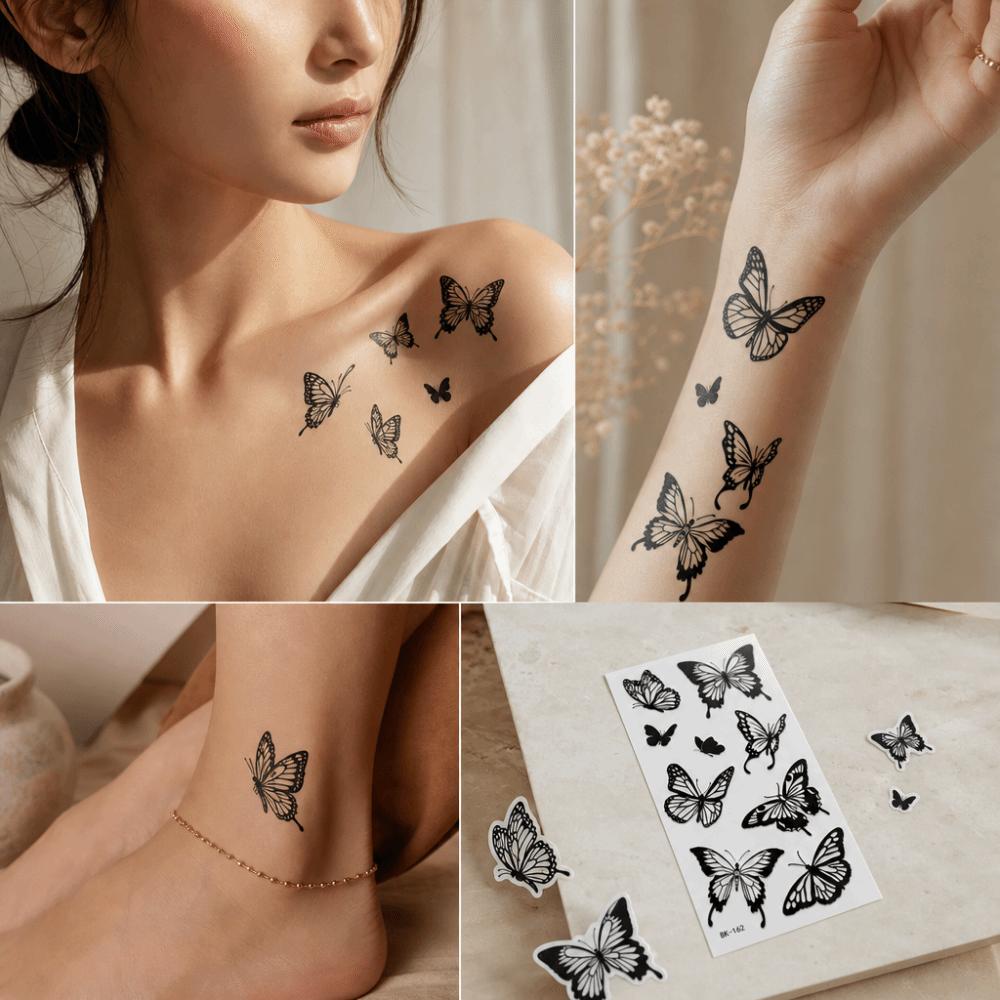 Transfer Tattoos Butterfly Tattoos Sweat Proof Sketch Tattoo Stickers Body Stickers For Women Men