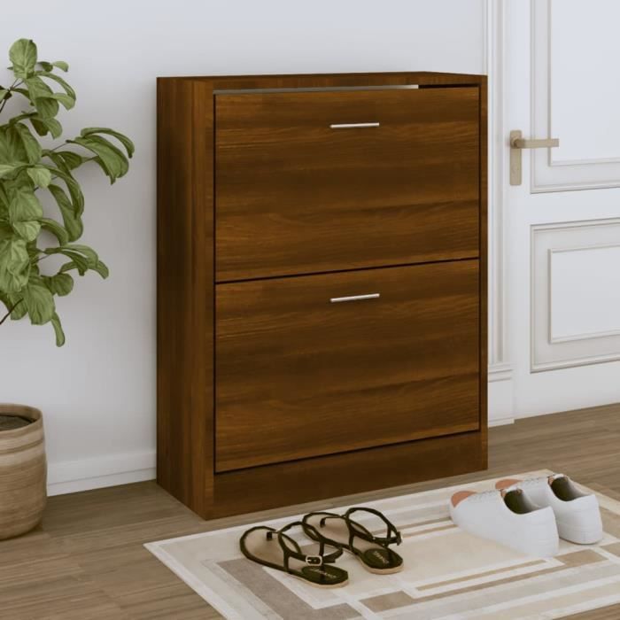 VidaXL Armoire à chaussures Chêne marron 63x24x81 cm Bois d'ingénierie 342563