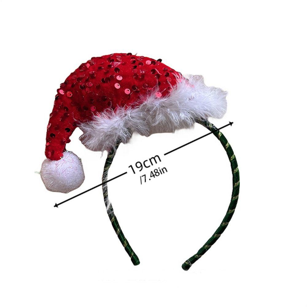 Red Christmas Hat Hair Hoop Festival Merry Christmas Headbands Cute   Party Favors