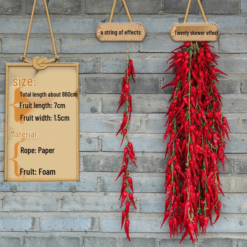Farmhouse Decor: Pepper, Corn, Garlic, Veggie Fruit Skewers with Hemp Rope
