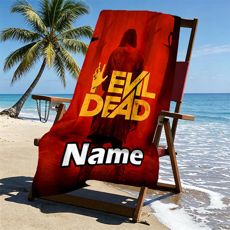 Custom Name Personalized The Evil Dead Print Beach Towel, for Trip Camping Beach Party Home Decor, Birthday Gift for Family & Friends