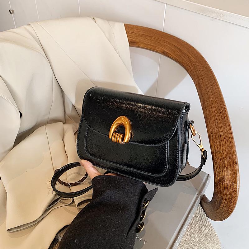 Oil Wax Leather Retro Shoulder Bag - Women's Small Square Bag for Spring 2025 Festival Fashion.