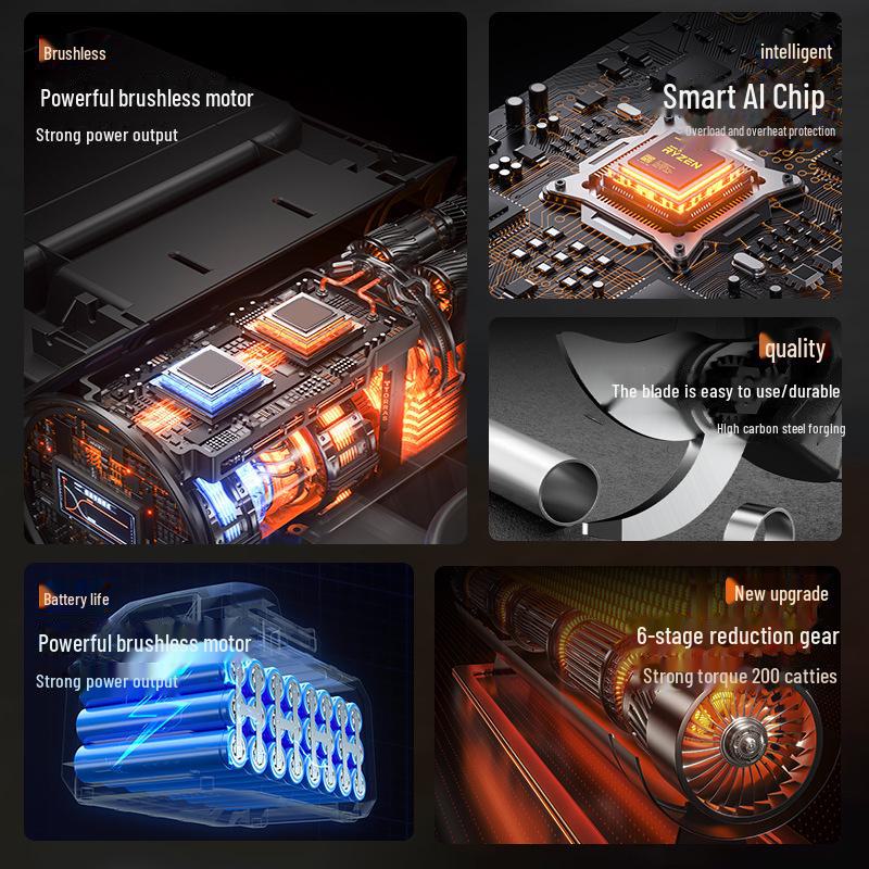 High-Power Multifunction Electric Pruning Scissors for Fruit Trees