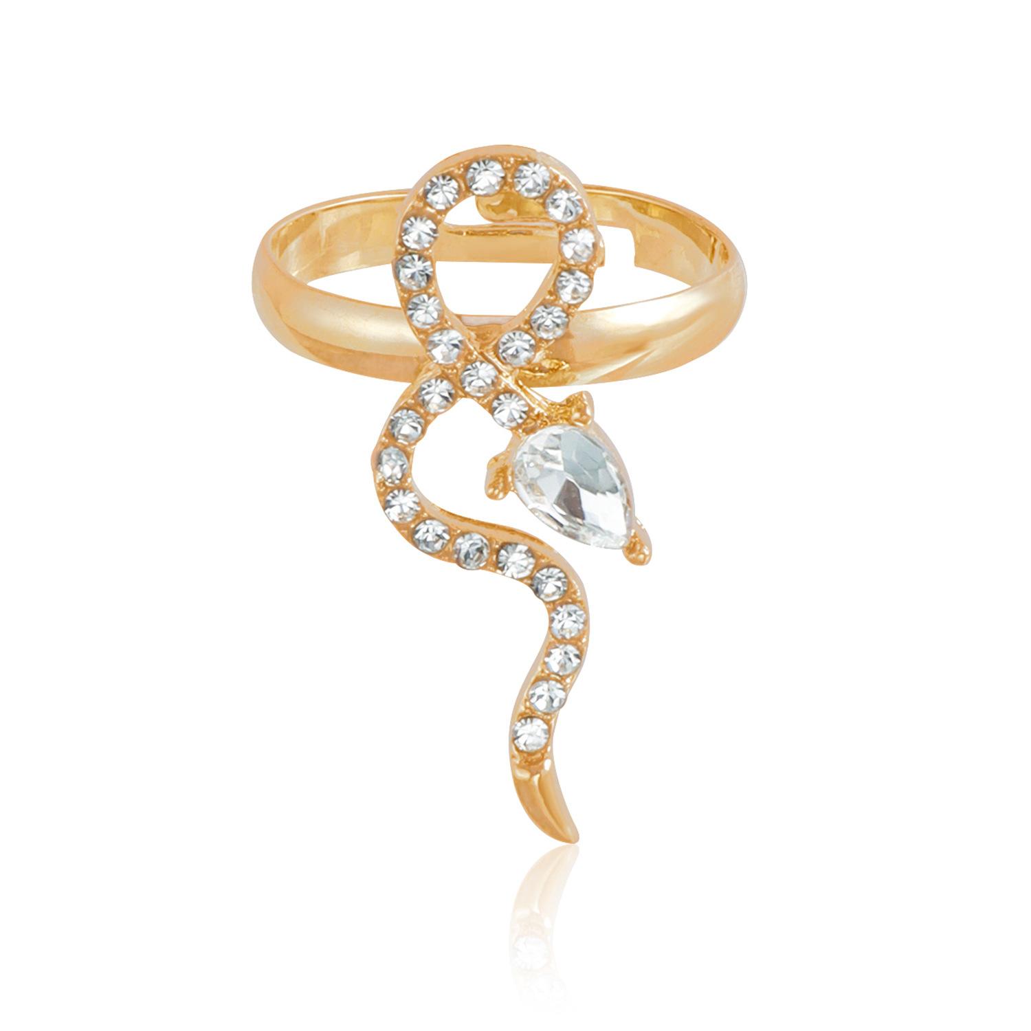 European and American fashion personality snake rhinestone ring retro temperament cold wind foreign trade ring ring ring золотой