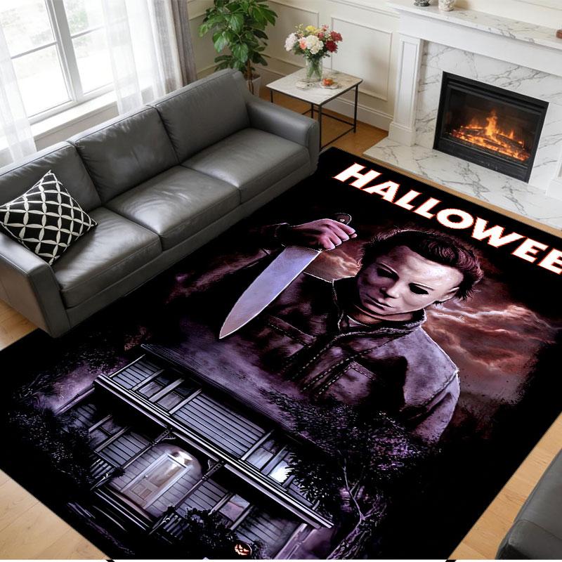 Crystal Velvet Rug Soft Non Slip Indoor Floor Mat Home DecorHalloween Michael Myers
