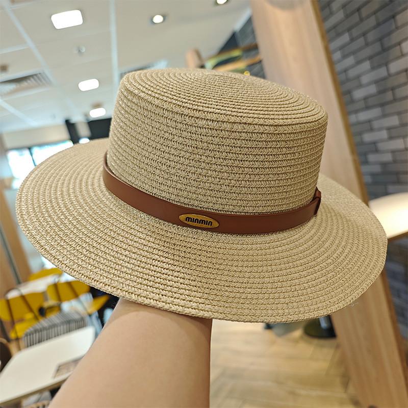 Summer Wide Brim Straw Hat With Embroidered Details For Beach And Sun Protection