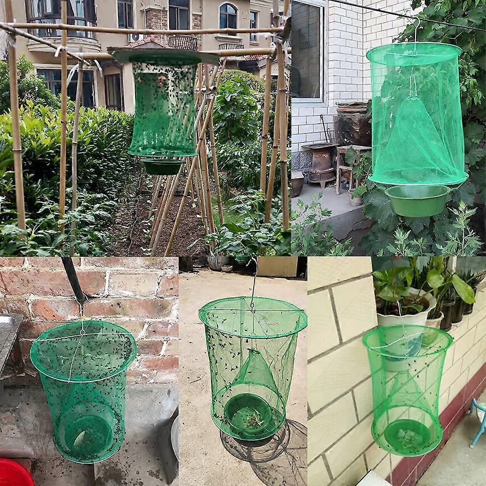 5 Pezzi Trappola per Mosche Insetti, Gabbia Rete Raccogli Mosche da Appendere per Ranch Pieghevole Riutilizzabile Trappola per Mosche per Giardino Esterno Fattorie Parchi