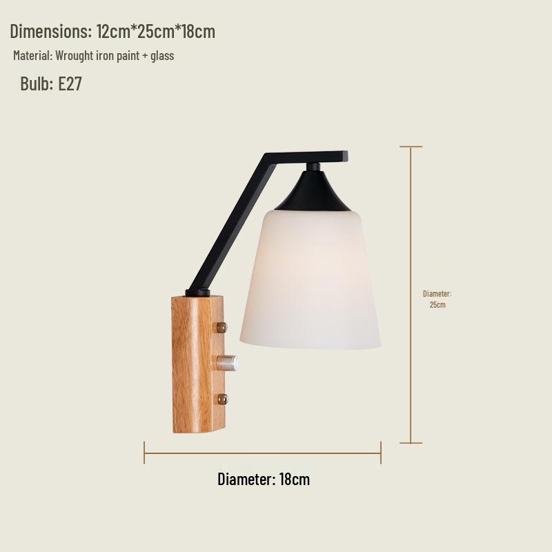 Japanese Style Solid Wood LED Wall Lamp for Indoor Spaces - Bedroom, Living Room, Staircase, Balcony