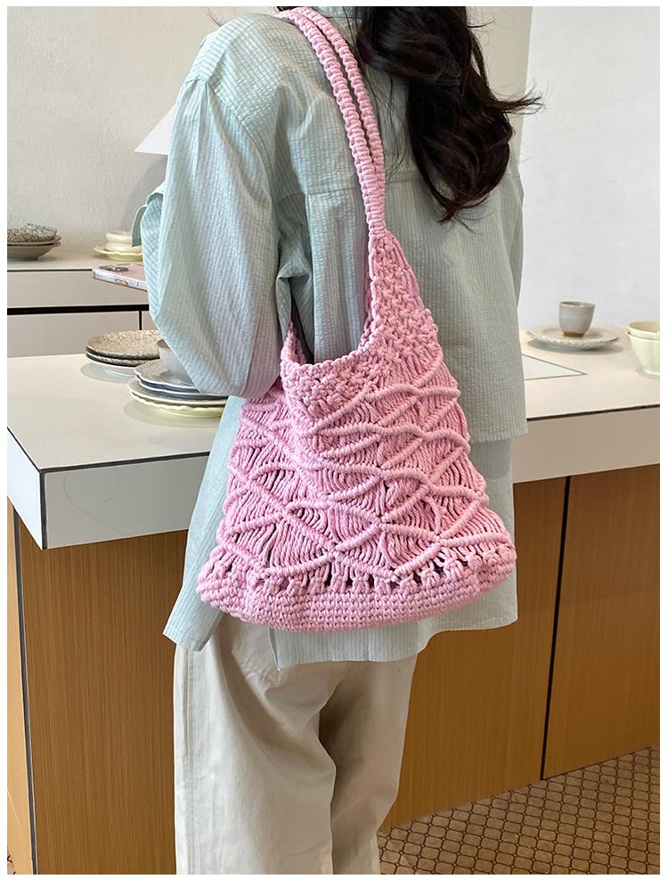 2026 Summer New Hollow Out Crochet Knitted Tote Bag Large Capacity Summer Versatile Beach Shoulder Hobo Bag for Women
