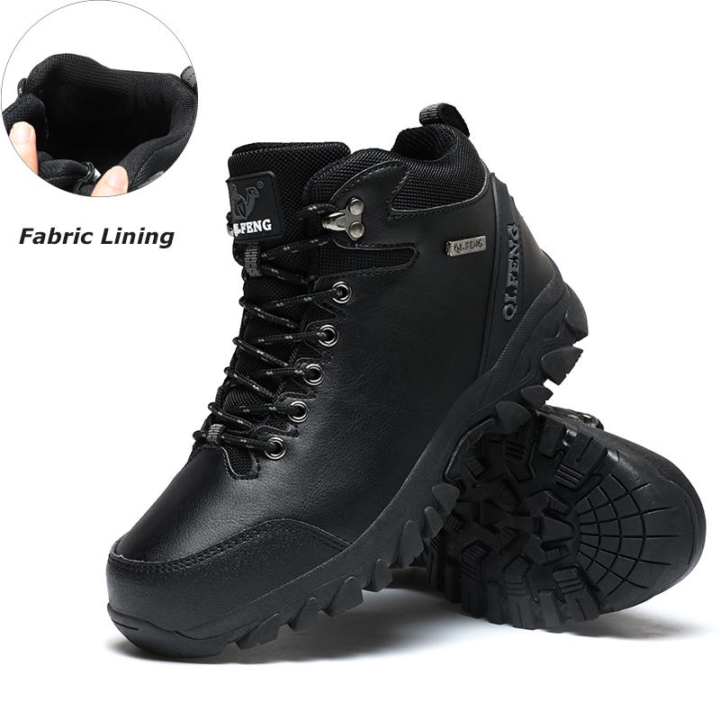

Мужские походные ботинки, водонепроницаемые зимние ботинки, кожаные кроссовки, мужская уличная спортивная обувь, большие размеры 39-47 39 чёрный