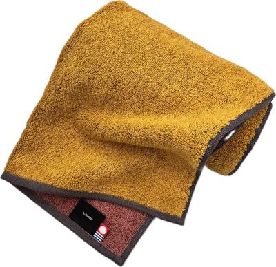 Kainoo Imabari Towel, Traditional Japanese Colors, 34cm X 85cm, Yellow, Fox Green, and Faded Scarlet, Made In Japan, Imabari, Solid Color, Soft To