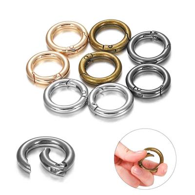 5 יח'\חבילה מתכת O טבעת קפיץ אבזמי פתיחה עגול Carabiner מפתחות תיק קליפים וו שרשרת כלב אבזמי מחבר לתכשיטי עשה זאת בעצמך
